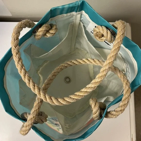 SEA BAGS TIE-DYE LIFE IS GOOD BEACHCOMBER BUCKET BAG TOTE Teal Blue Rainbow - Picture 7 of 12